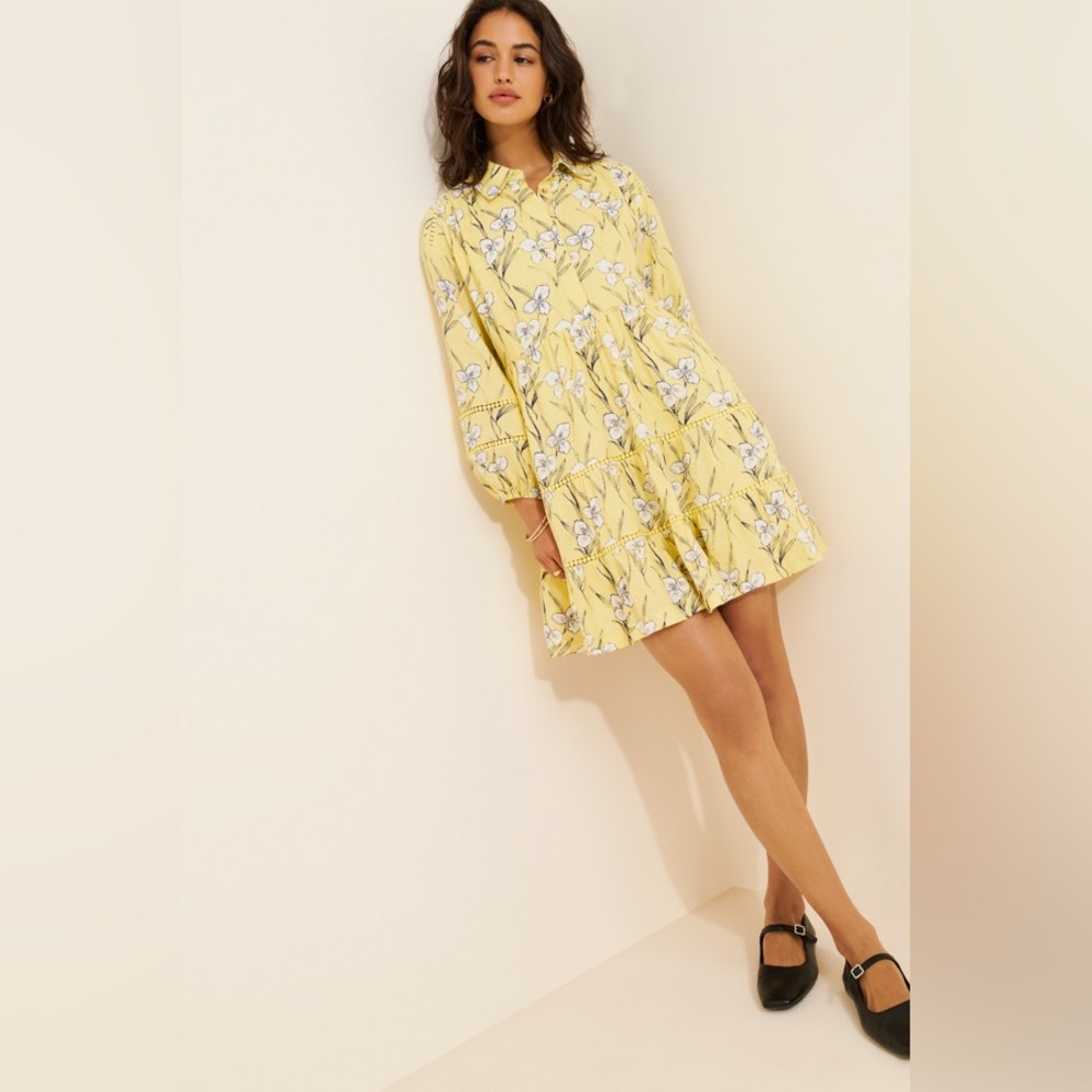 NWT Anthropologie Maeve Bettina Ladder Linen + Lace Mini Dress, Size S - Picture 2 of 10
